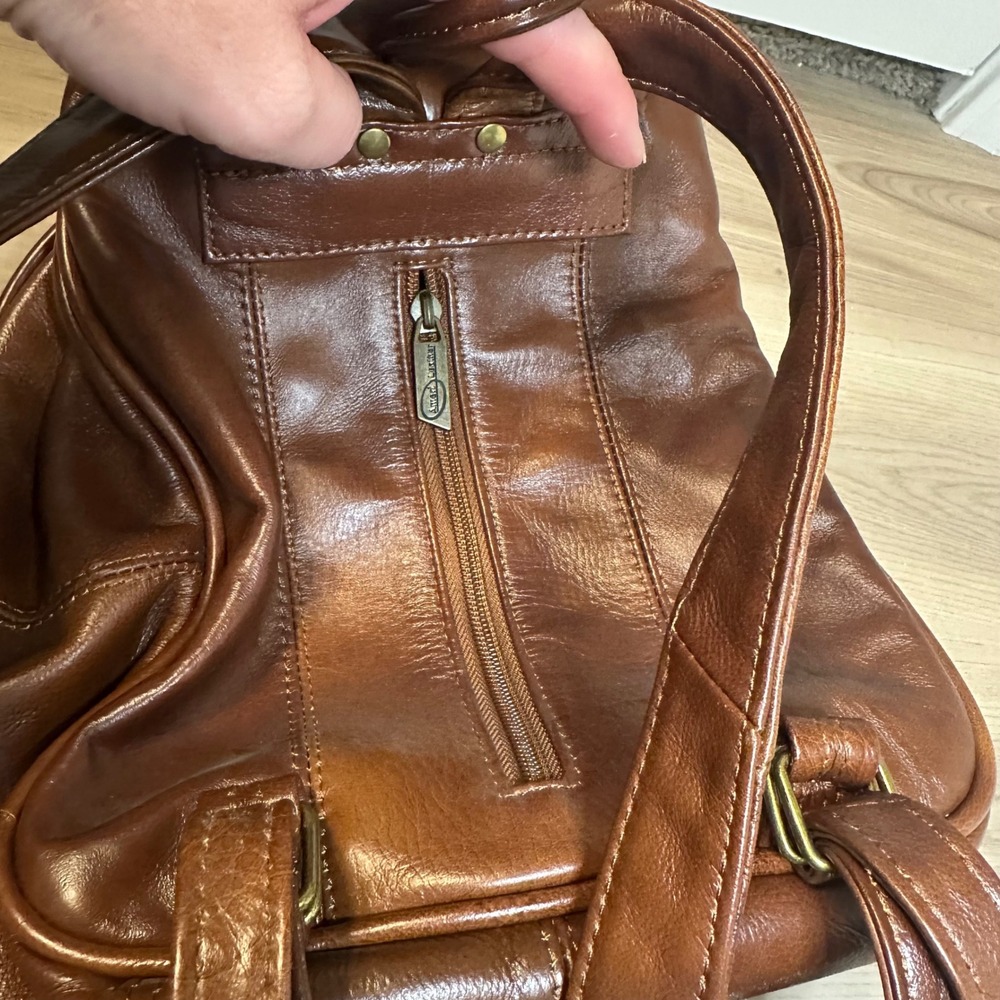 AmeriLeather Brown Leather Drawstring mini Backpack‎ Casual Travel Bag - Picture 4 of 12